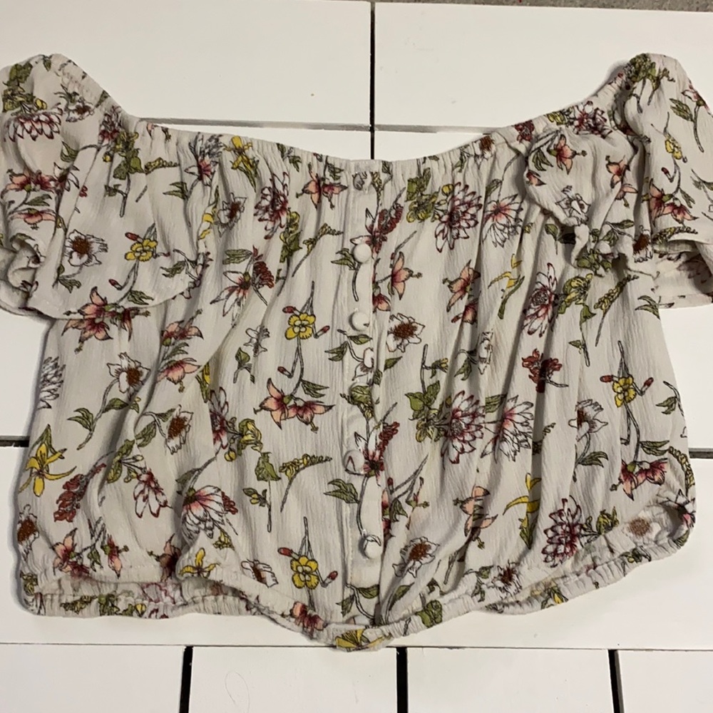 White floral crop top